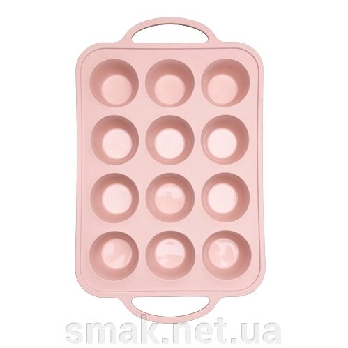 Силіконова форма для капкейк на 12 шт. рожева від компанії Інтернет магазин "СМАК" - фото 1
