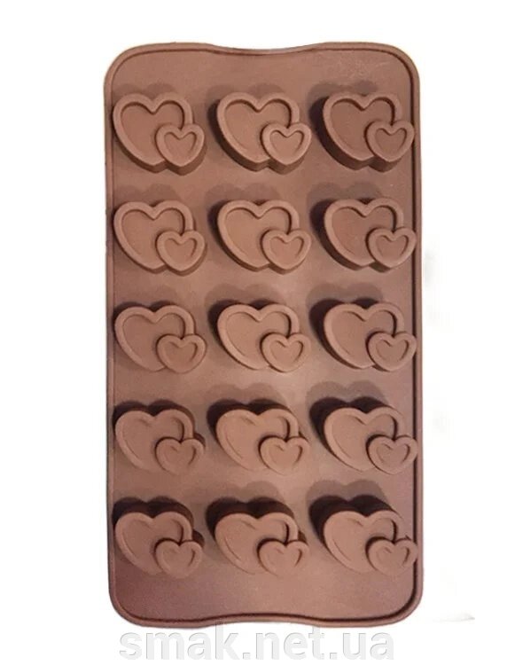 Силіконова форма для шоколаду Подвійні серця від компанії Інтернет магазин "СМАК" - фото 1