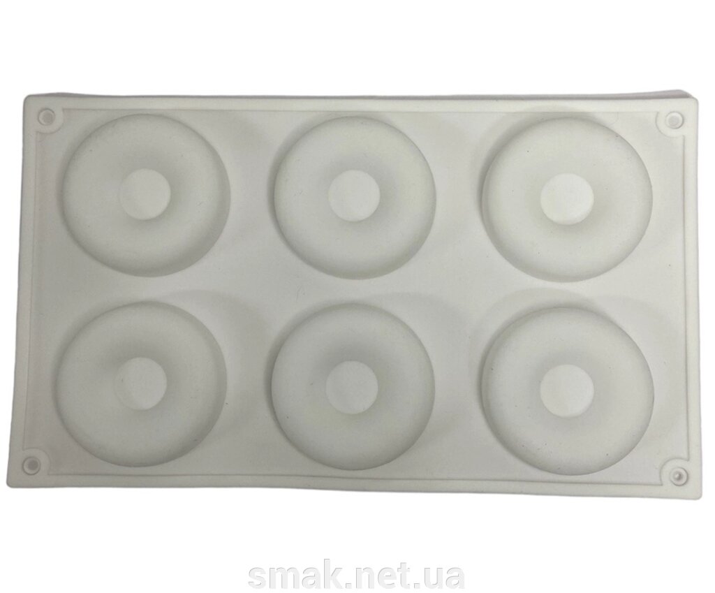 Силіконова форма для випічки Пончик на 6 осередків біла від компанії Інтернет магазин "СМАК" - фото 1