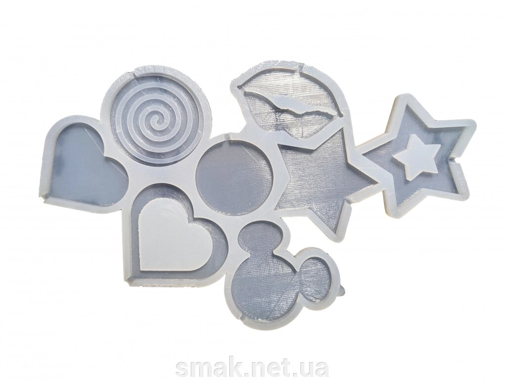 Силіконовий молд для льодяників Асорті (губи, Міккі, серце, зірка, коло) від компанії Інтернет магазин "СМАК" - фото 1