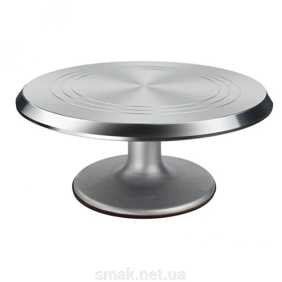 Стійка для торта металева Срібло, що обертається (МАЄ ДЕФЕКТИ) від компанії Інтернет магазин "СМАК" - фото 1