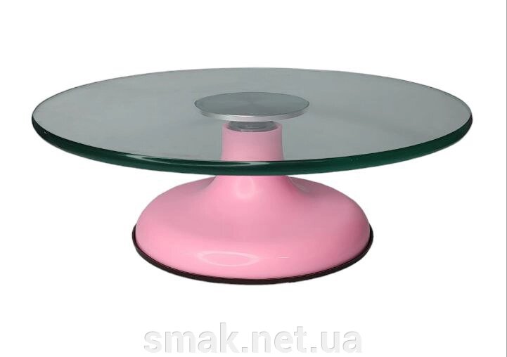 Стійка для торта скляна Рожевий Неон (d 30 см, що обертається, h 10 см) від компанії Інтернет магазин "СМАК" - фото 1