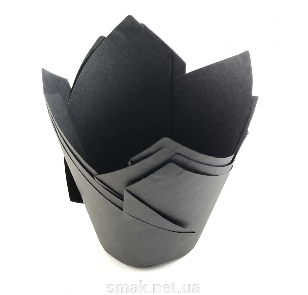 Тарталетки паперові для кексів, капкейков чорні тюльпан від компанії Інтернет магазин "СМАК" - фото 1