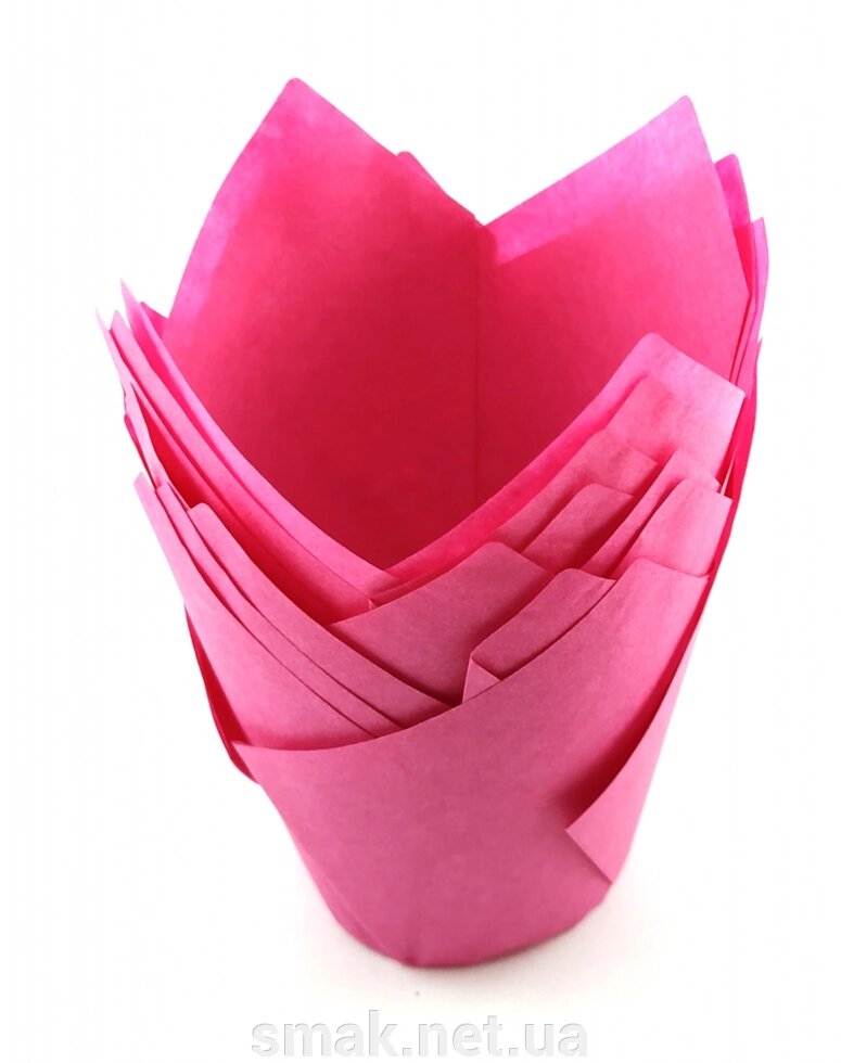 Тарталетки паперові для кексів, капкейков малинові тюльпан від компанії Інтернет магазин "СМАК" - фото 1
