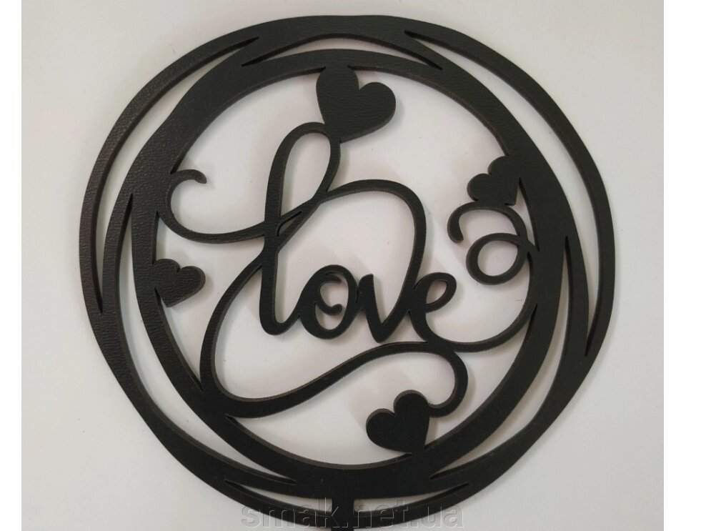 Топпер дерев'яний чорний круглий Love 1 шт від компанії Інтернет магазин "СМАК" - фото 1