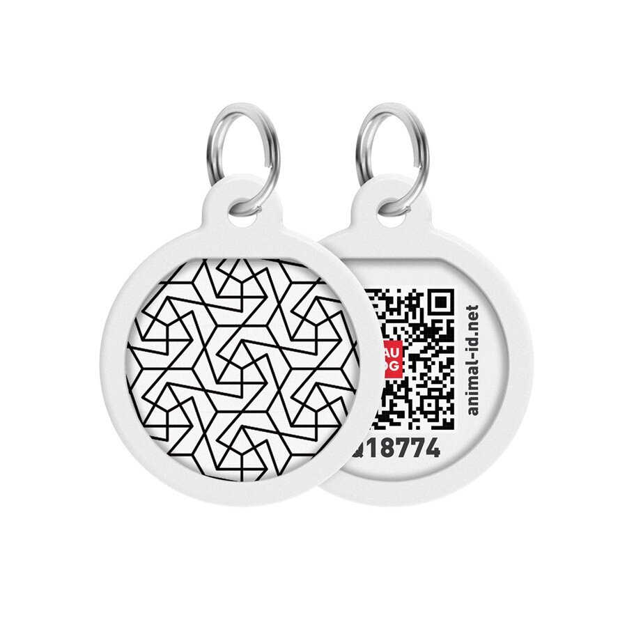 Адресник для собак і котів металевий WAUDOG Smart ID з QR-паспортом, малюнок "Геометрія", круг, Д 25 мм від компанії ZooVet - Інтернет зоомагазин самих низьких цін - фото 1