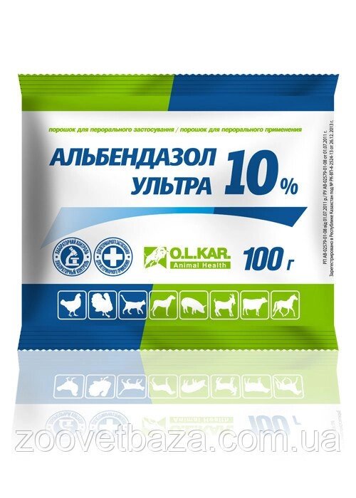 Альбендазол ультра 10% порошок упаковка 100 г O. L.KAR. від компанії ZooVet - Інтернет зоомагазин самих низьких цін - фото 1