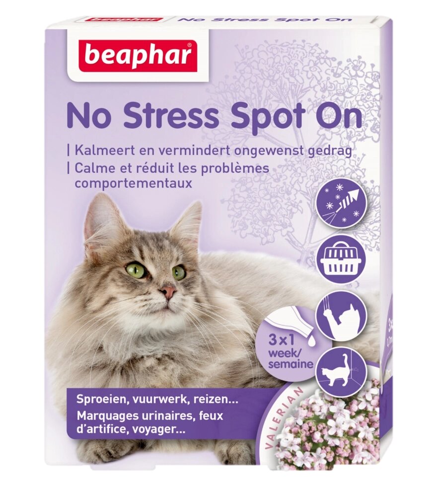 Антистрес краплі Beaphar No Stress Spot On cat для кішок (упаковка 3 піпетки) від компанії ZooVet - Інтернет зоомагазин самих низьких цін - фото 1