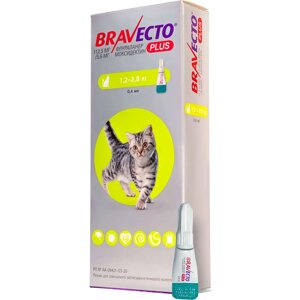 Бравекто плюс 112.5 мг краплі 1 піпетка для кішок 1.2-2.8 кг (від блохів і кліщів до 12 тижнів) MSD