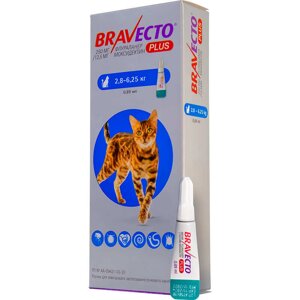 Бравекто плюс 250 мг краплі для кішок 2.8 -6.25 кг (від бліх та кліщів до 12 тижнів) MSD