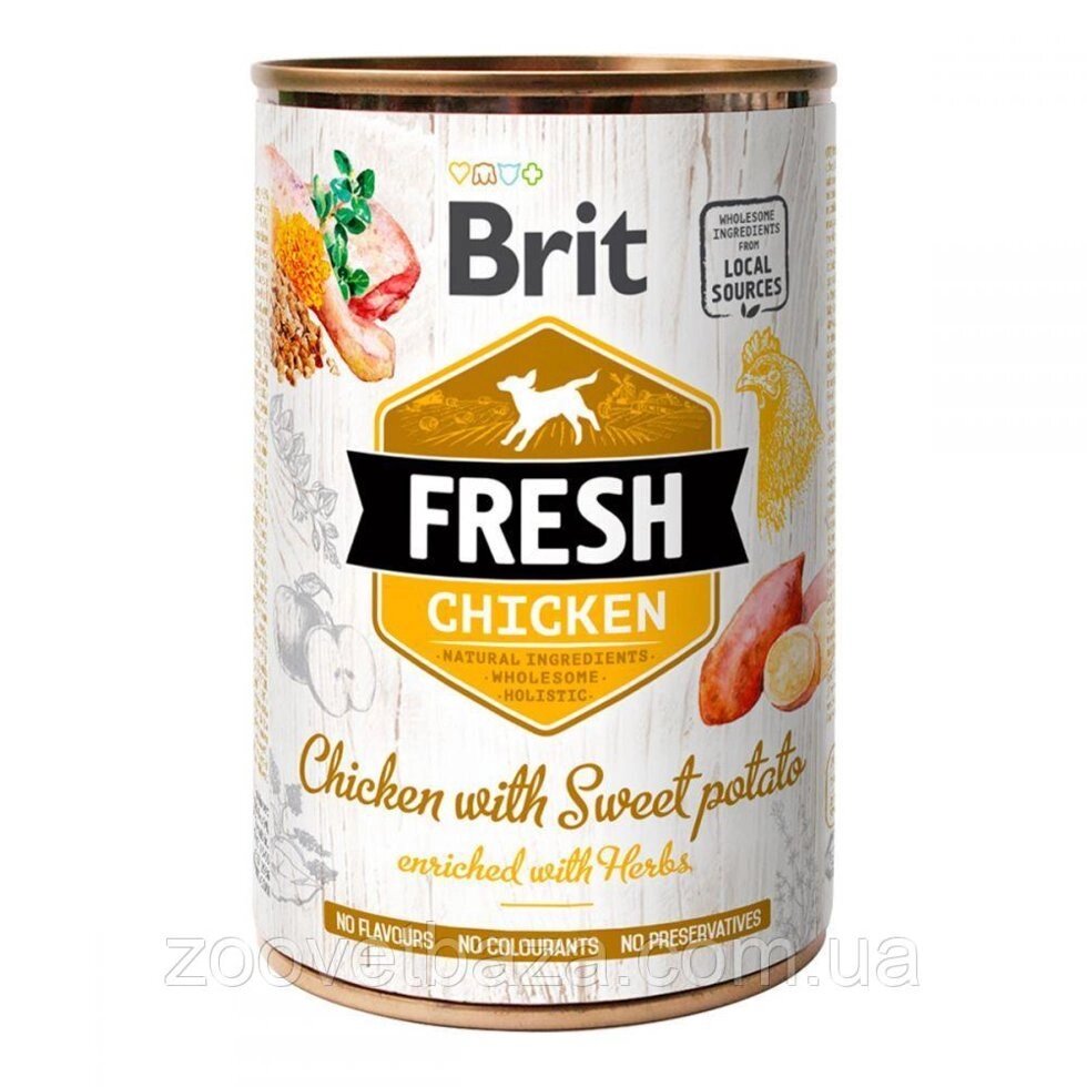 Brit Fresh Chicken with Sweet Potato Консерви для собак з куркою і бататом / 400 гр від компанії ZooVet - Інтернет зоомагазин самих низьких цін - фото 1