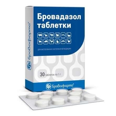 Бровадазол (№ 30 таблеток по 1 г), Бровафарма від компанії ZooVet - Інтернет зоомагазин самих низьких цін - фото 1