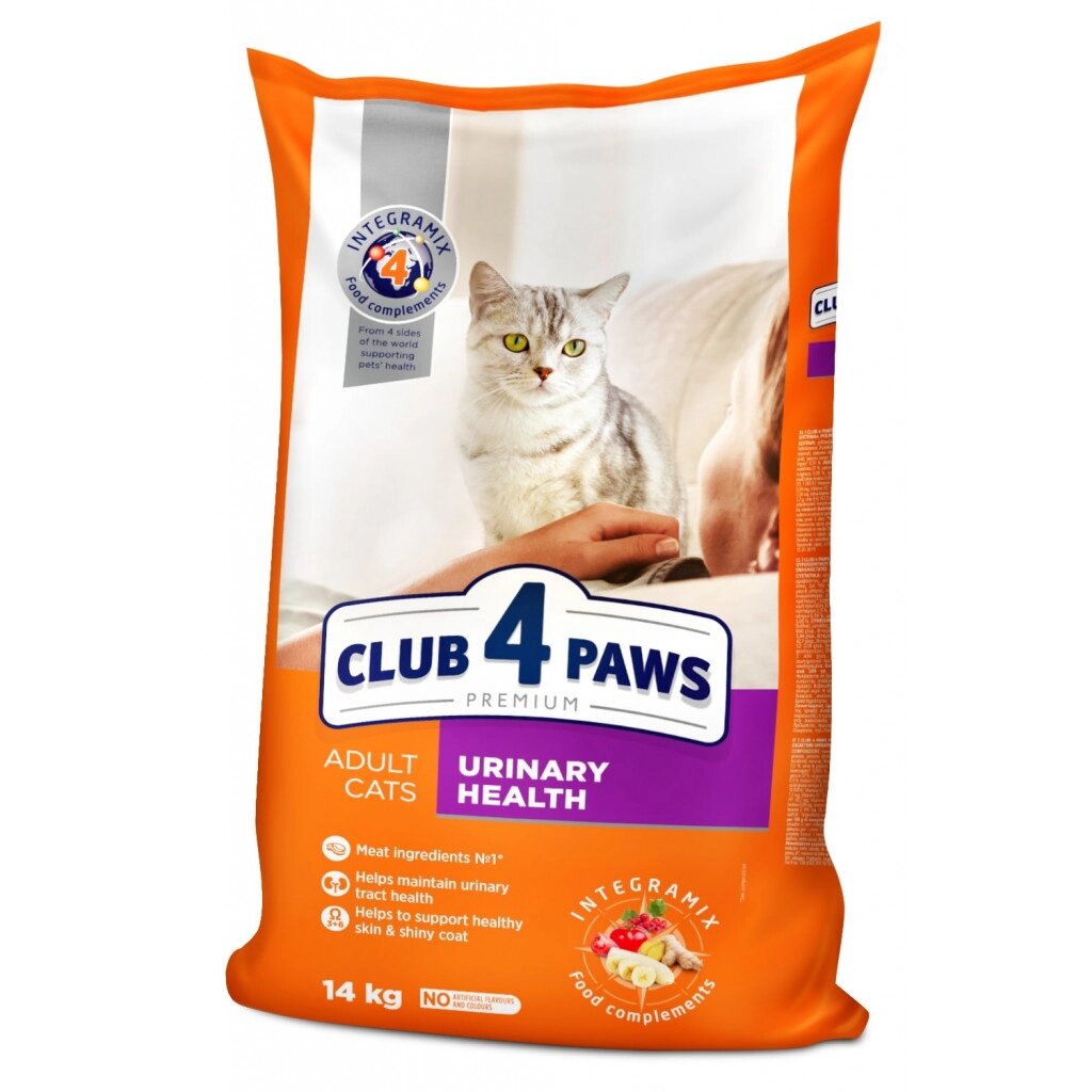 Club 4 Paws (Клуб 4 Лапи) Urinary Health сухий корм для підтримки здоров'я сечовивідної системи кішок, 14 кг від компанії ZooVet - Інтернет зоомагазин самих низьких цін - фото 1