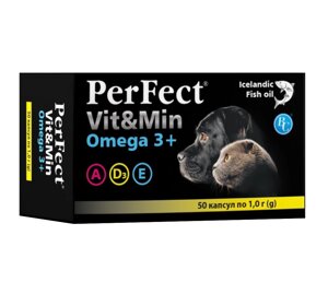 Добавка PerFect для собак та котів Vit&Min Omega 3 +50 капсул по 1 г), Витсинтез