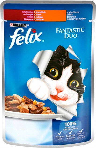 Felix Fantastic Консерви для кішок з індичкою та печінкою в желе 85 г Purina від компанії ZooVet - Інтернет зоомагазин самих низьких цін - фото 1
