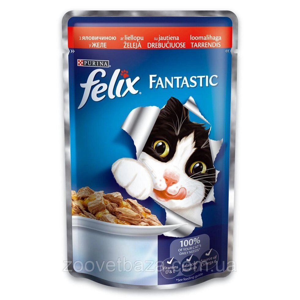 Felix Fantastic Консерви для кішок з яловичиною в желе 85 г Purina від компанії ZooVet - Інтернет зоомагазин самих низьких цін - фото 1