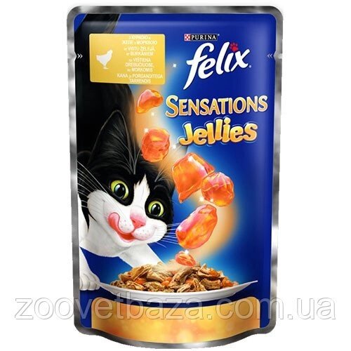 Felix Sensations Jellies Шматочки з куркою і морквою в желе 85 г від компанії ZooVet - Інтернет зоомагазин самих низьких цін - фото 1