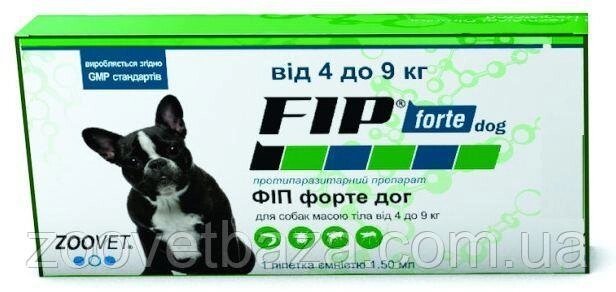 FIP forte dog (ФІП форте дог) краплі від бліх, кліщів і комарів для собак 4-9 кг, Zoovet від компанії ZooVet - Інтернет зоомагазин самих низьких цін - фото 1