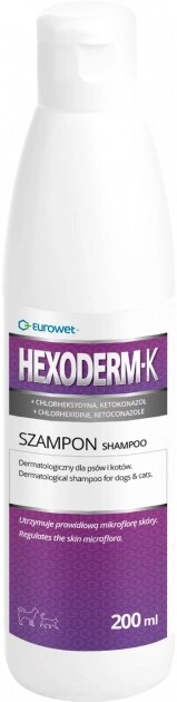 Гексодерм-К (Xexoderm-K) Шампунь для собак і котів з хлоргикседином і кетоконозолом 200 мл  Eurowet Польща від компанії ZooVet - Інтернет зоомагазин самих низьких цін - фото 1