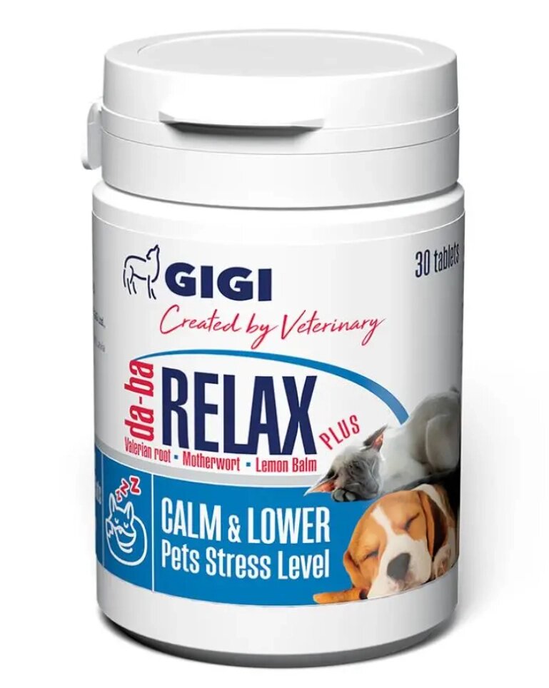 GIGI да-ба Релакс Плюс для профілактики стресу і стабилизації нервової системи кішок і собак, №30 таблеток від компанії ZooVet - Інтернет зоомагазин самих низьких цін - фото 1