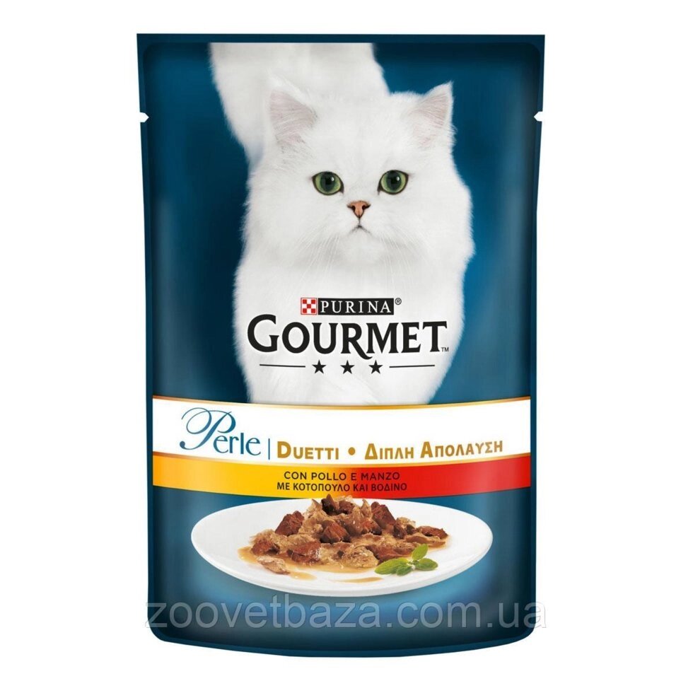 Gourmet Perle (Пауч) Консерви для кішок міні філе в підливі з куркою і яловичиною / 85 гр від компанії ZooVet - Інтернет зоомагазин самих низьких цін - фото 1
