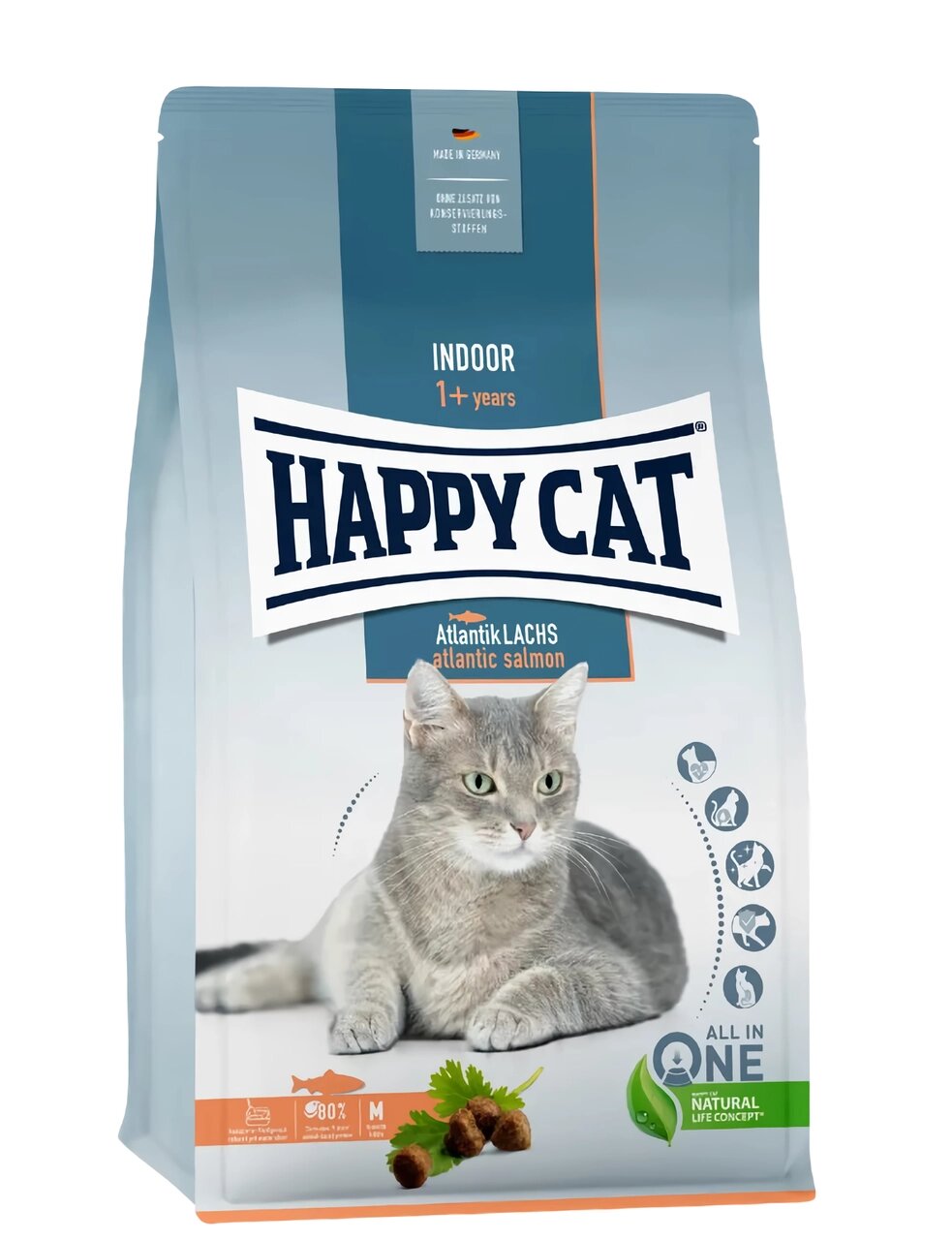 Happy Cat Indoor Atlantik Lachs сухий корм для дорослих котів, що живуть у приміщенні, 4 кг від компанії ZooVet - Інтернет зоомагазин самих низьких цін - фото 1