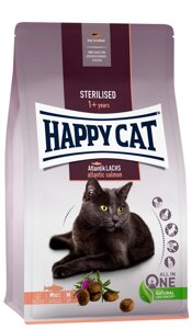 Happy Cat Sterilised Atlantik Lachs сухий корм для стерилізованих кішок та кастрованих котів з лососем, 300 г