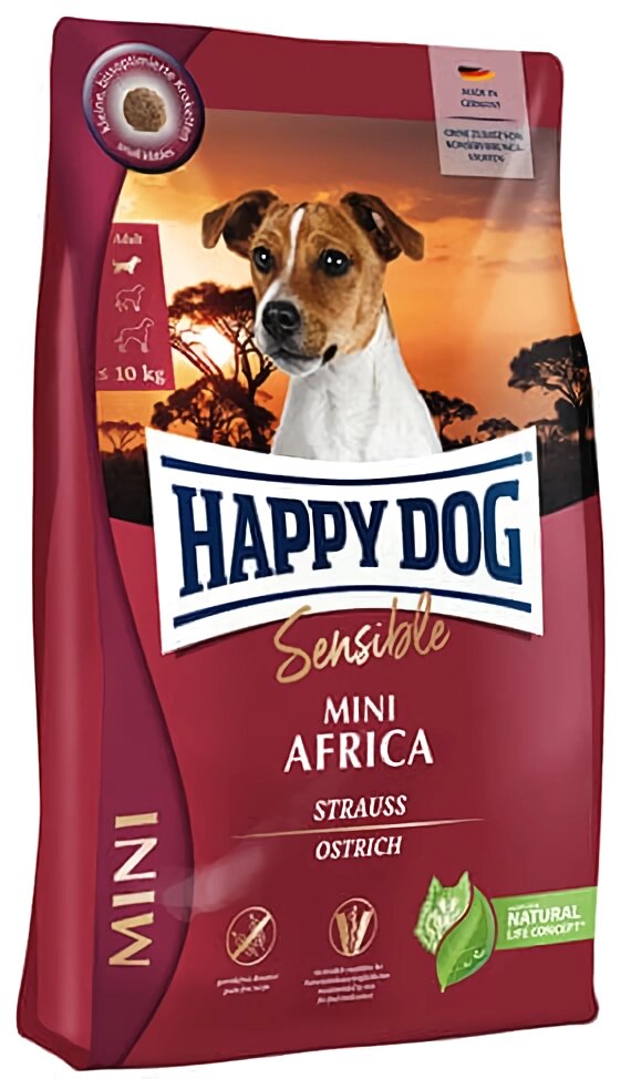 Happy Dog Mini Africa корм для собак дрібних порід (при харчовій алергії), 4 кг від компанії ZooVet - Інтернет зоомагазин самих низьких цін - фото 1