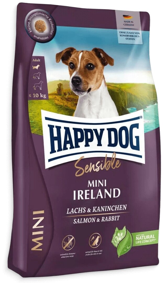 Happy Dog Mini Irland корм для собак дрібних порід вагою до 10 кг лосось і кролик 4 кг від компанії ZooVet - Інтернет зоомагазин самих низьких цін - фото 1