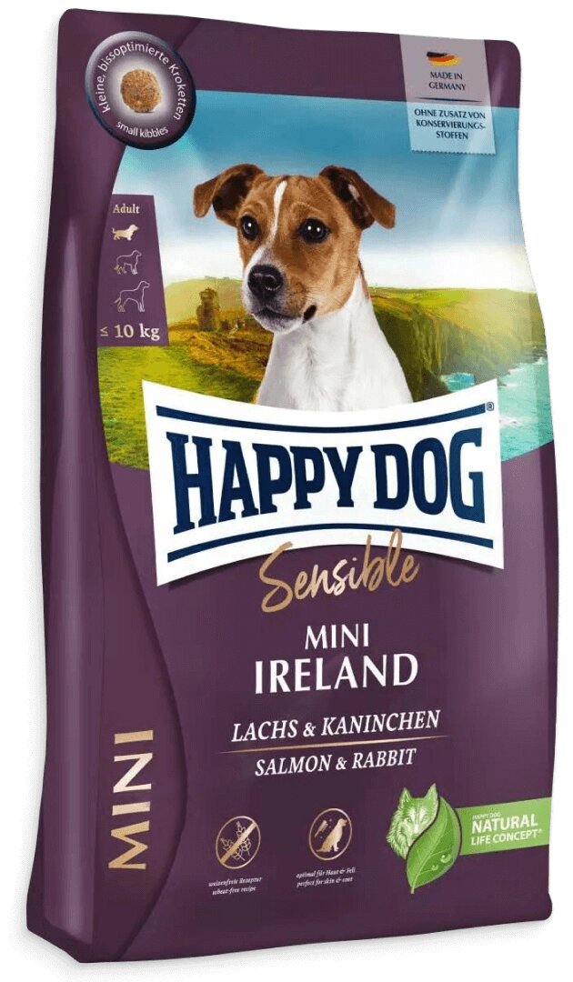 Happy Dog Mini Irland корм для собак дрібних порід вагою до 10 кг лосось і кролик упаковка 4 кг від компанії ZooVet - Інтернет зоомагазин самих низьких цін - фото 1