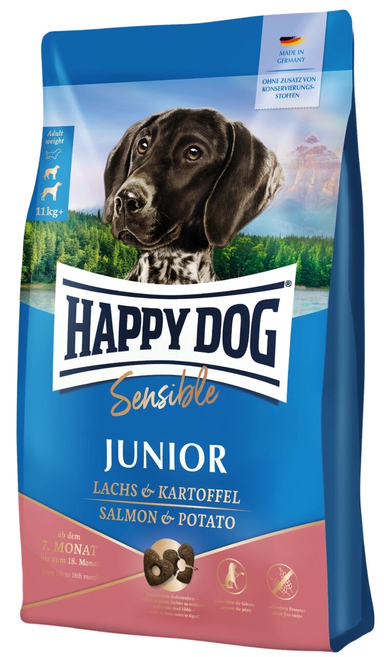 Happy Dog Sens Junior Lachs сухой корм для юниоров средних и больших пород собак (7 - 18 мес.), 1 кг від компанії ZooVet - Інтернет зоомагазин самих низьких цін - фото 1