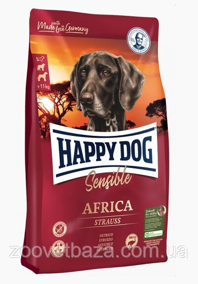 Happy Dog Sensible Africa беззерновой гіпоалергенний корм для собак з м'ясом страуса і картоплею, 12.5 кг від компанії ZooVet - Інтернет зоомагазин самих низьких цін - фото 1