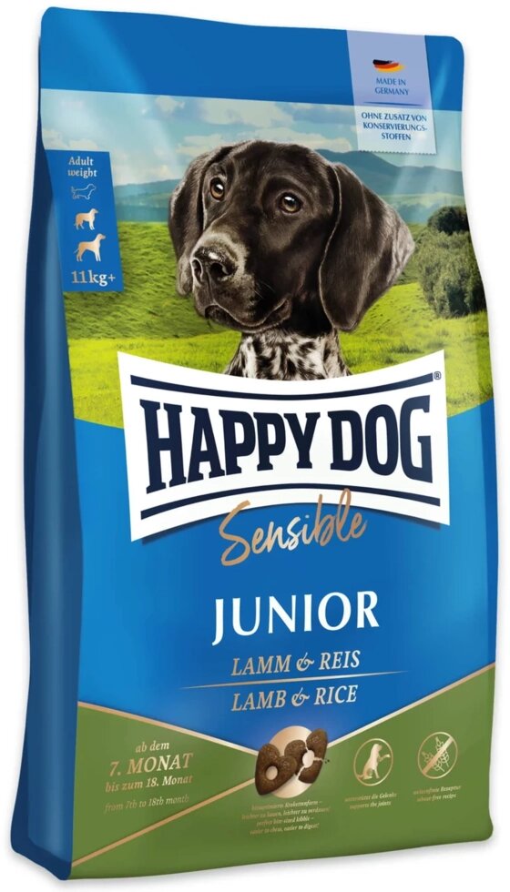Happy Dog Sensible Junior Lamb&Rice сухой корм для юниоров средних и больших пород собак (7 - 18 мес.), 10 кг від компанії ZooVet - Інтернет зоомагазин самих низьких цін - фото 1
