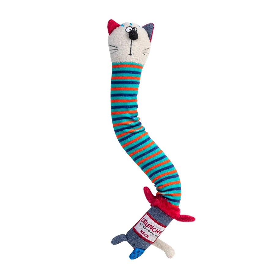 Іграшка для собак Кіт з хрусткою шиєю та пискавкою GiGwi Crunchy, текстиль, пластик, 28 см від компанії ZooVet - Інтернет зоомагазин самих низьких цін - фото 1