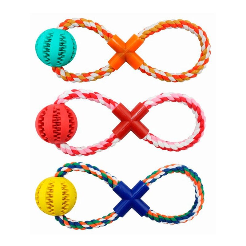 Іграшка грейфер канат вісімка з м'ячем масажним 5*30 см ER121 ZooMax від компанії ZooVet - Інтернет зоомагазин самих низьких цін - фото 1