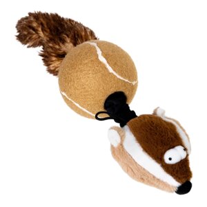 Іграшка для собак Барсук з 2 пискавками GiGwi Catch&fetch, штучне хутро, тенісна гума, мотузка, 32