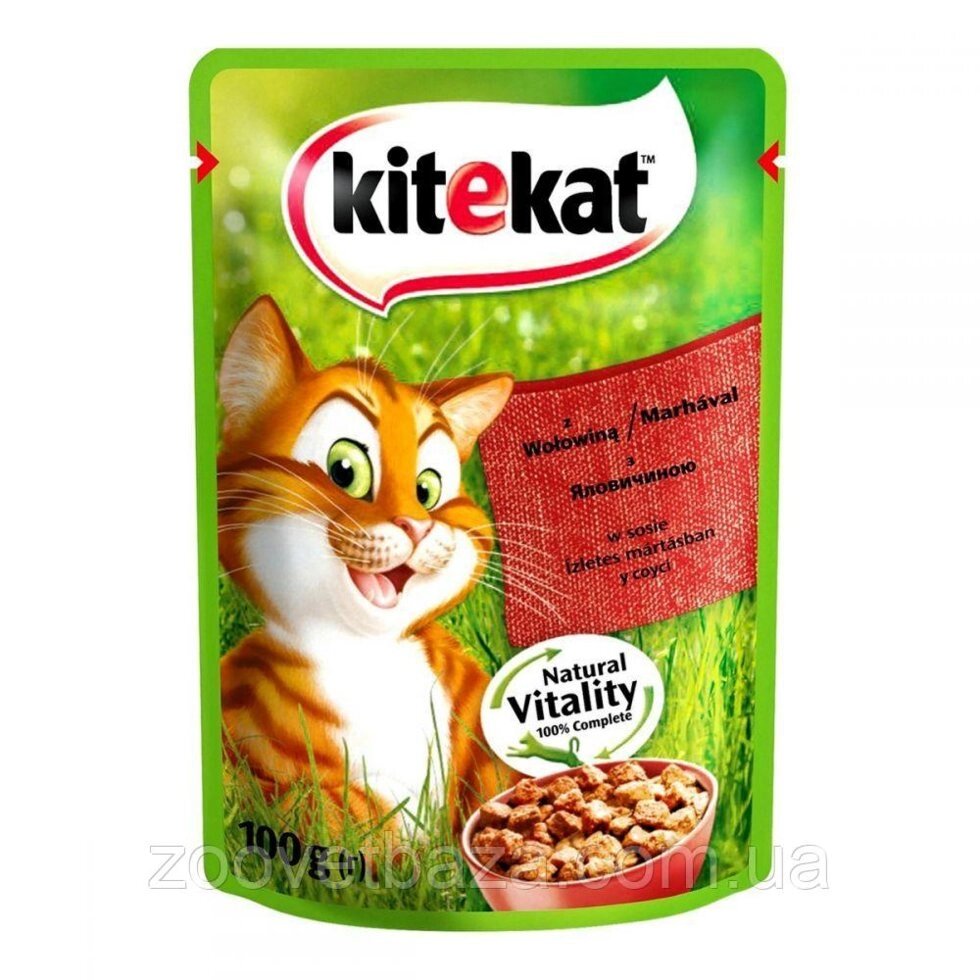 Kitekat Natural Vitality (Пауч) Консерви для кішок з яловичиною в соусі / 100 гр від компанії ZooVet - Інтернет зоомагазин самих низьких цін - фото 1