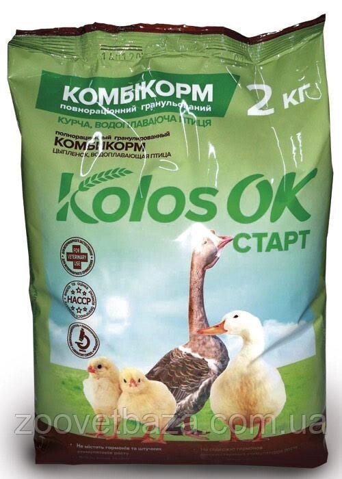 Комбікорм старт для курчат, водоплавной птиці (1-8 тижнів) Kolosok 2кг від компанії ZooVet - Інтернет зоомагазин самих низьких цін - фото 1