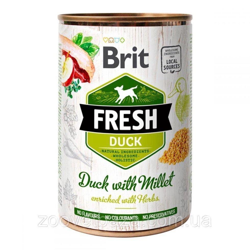 Консерви для собак Бріт Brit Fresh Duck with Millet з качкою і пшоном, 400 г від компанії ZooVet - Інтернет зоомагазин самих низьких цін - фото 1
