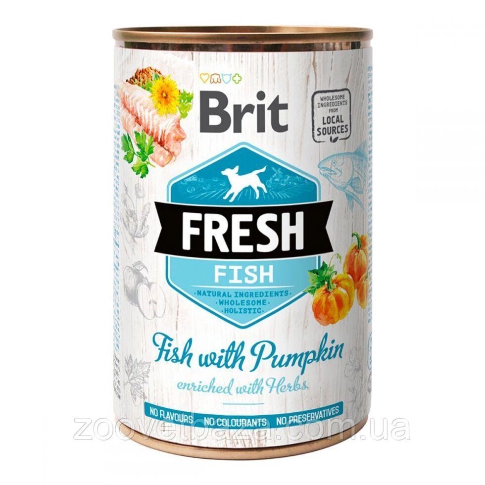 Консерви для собак Бріт Brit Fresh Fish with Pumpkin з рибою і гарбузом, 400 г від компанії ZooVet - Інтернет зоомагазин самих низьких цін - фото 1