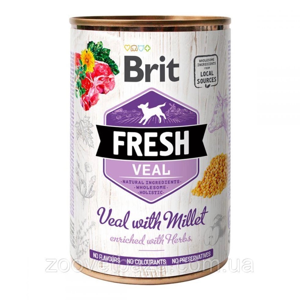 Консерви для собак Бріт Brit Fresh Veal with Millet з телятиною і пшоном, 400 г від компанії ZooVet - Інтернет зоомагазин самих низьких цін - фото 1
