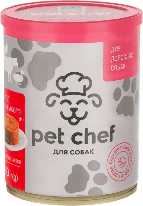 Консерви для собак Пет Шеф Pet Chef паштет м'ясний для дорослих собак м'ясне асорті 360 г від компанії ZooVet - Інтернет зоомагазин самих низьких цін - фото 1
