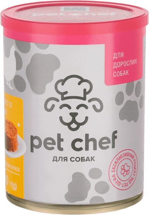 Консерви для собак Пет Шеф Pet Chef паштет м'ясний для дорослих собак з куркою 360 г від компанії ZooVet - Інтернет зоомагазин самих низьких цін - фото 1