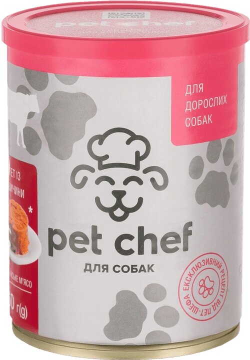 Консерви для собак Пет Шеф Pet Chef паштет м'ясний для дорослих собак з яловичиною 360 г від компанії ZooVet - Інтернет зоомагазин самих низьких цін - фото 1