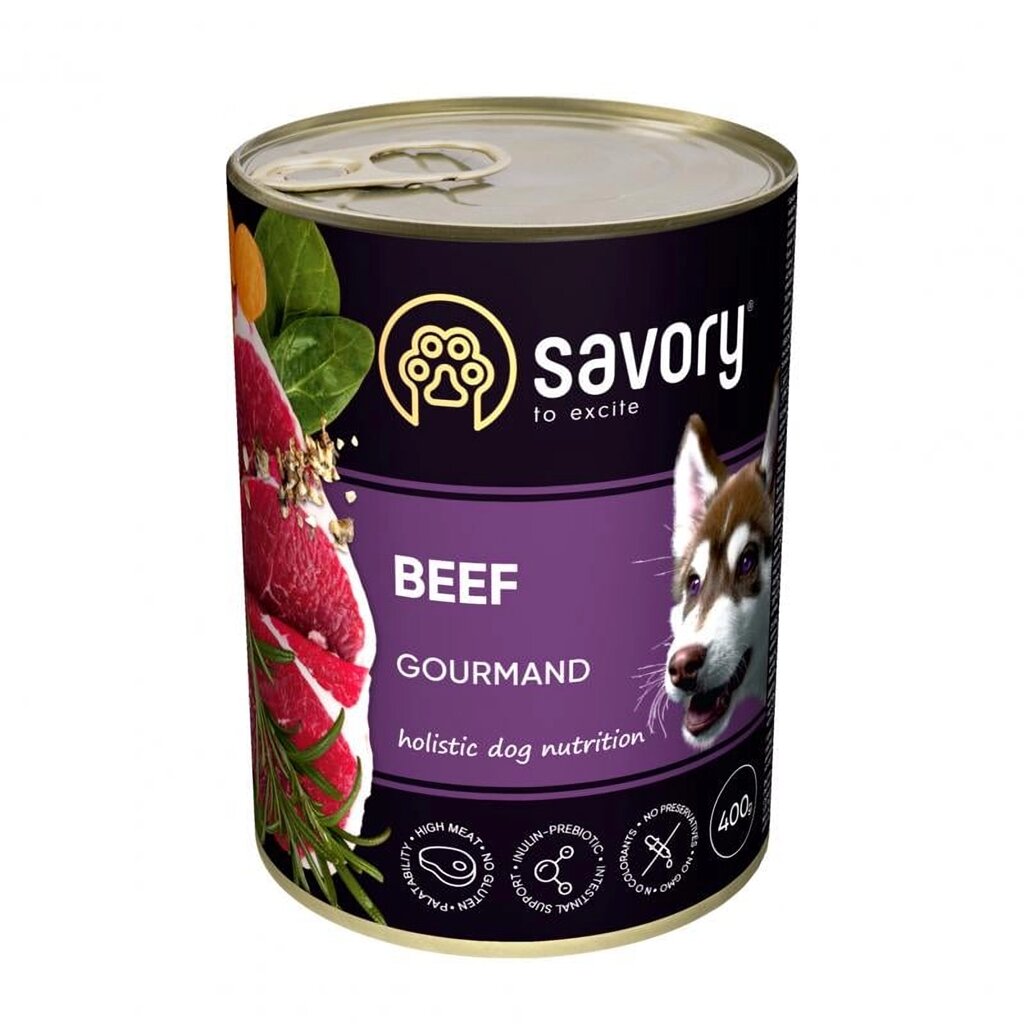 Консерви для собак Сейворі Savory Dog Gourmand з яловичиною, 400 г від компанії ZooVet - Інтернет зоомагазин самих низьких цін - фото 1