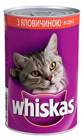 Консервований корм Віскас Whiskas з яловичиною шматочки в соусі 400 г від компанії ZooVet - Інтернет зоомагазин самих низьких цін - фото 1