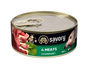 Консерви для собак Сейворі Savory Dog Gourmand 4 види м'яса, 100 г