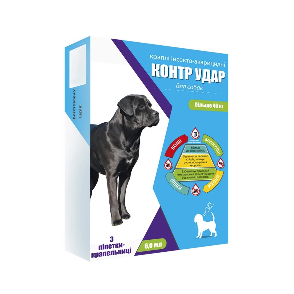 Контр Удар краплі на холку для собак 40 кг 6 мл №3 від компанії ZooVet - Інтернет зоомагазин самих низьких цін - фото 1