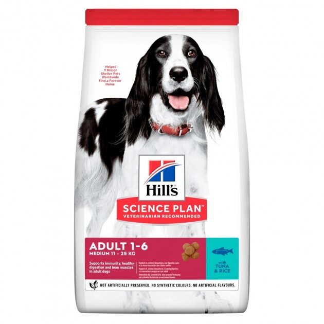 Корм для дорослих собак Хіллс Hills SP Adult Medium 2.5 кг з тунцем і рисом від компанії ZooVet - Інтернет зоомагазин самих низьких цін - фото 1