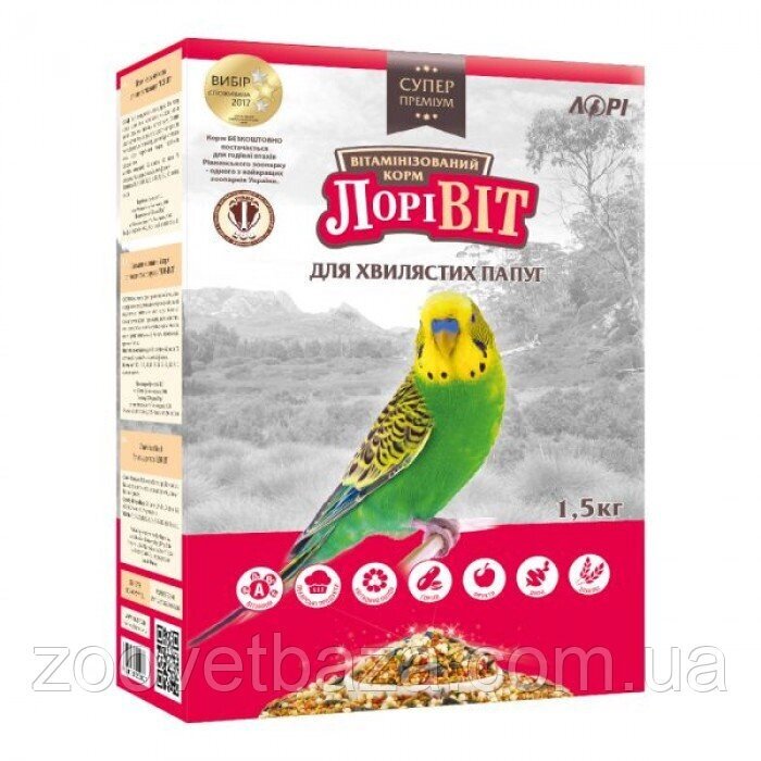Корм для хвилястих папуг ЛориВит 1,5 кг (медовий, горіховий, фруктовий смак) від компанії ZooVet - Інтернет зоомагазин самих низьких цін - фото 1